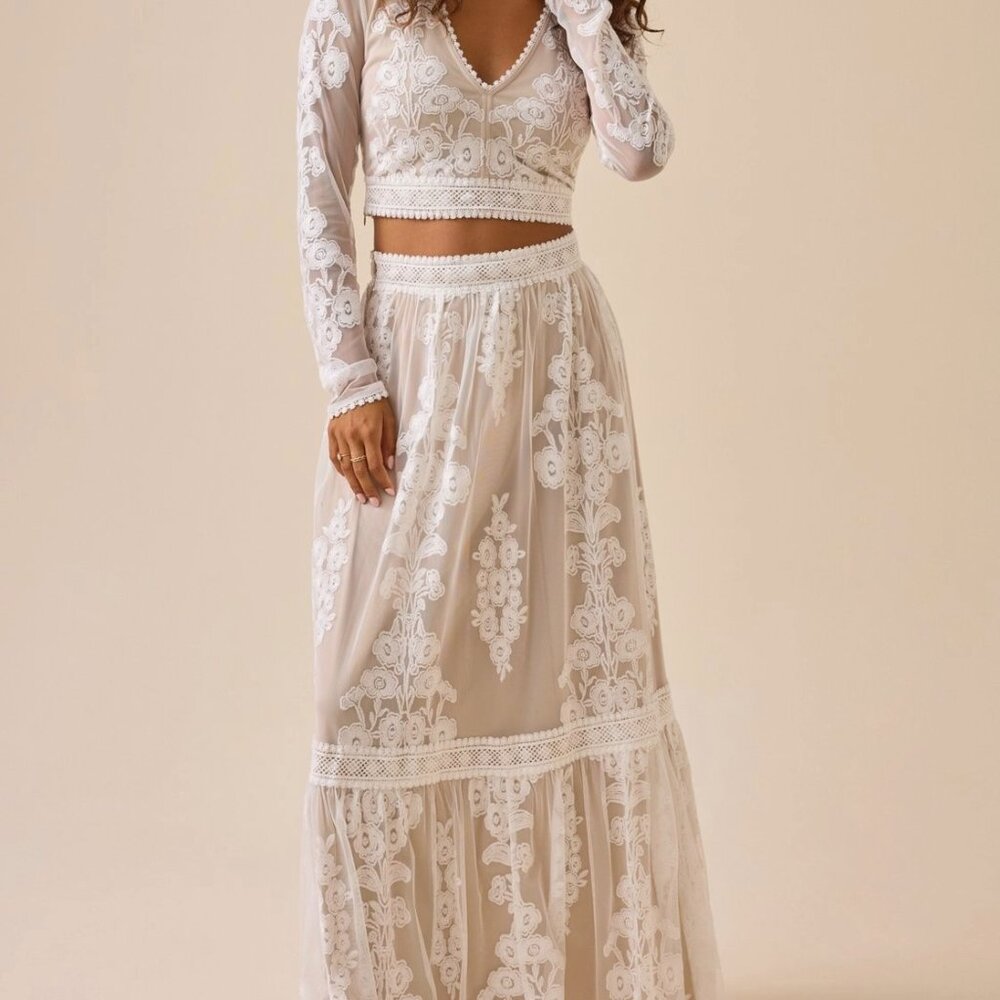Altar'd State Arissa Embroidered Top & Bottom Skirt- New